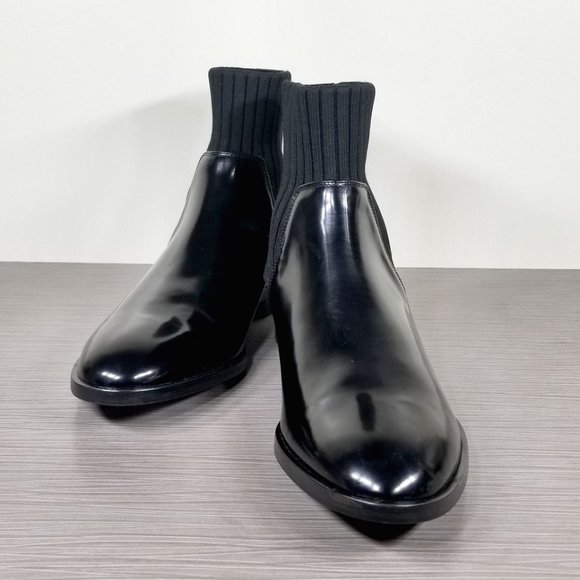 Vince Perlow Ankle Boot, Black Leather & Fabric, Womens Size 9.5 M / 39.5 - Picture 4 of 11